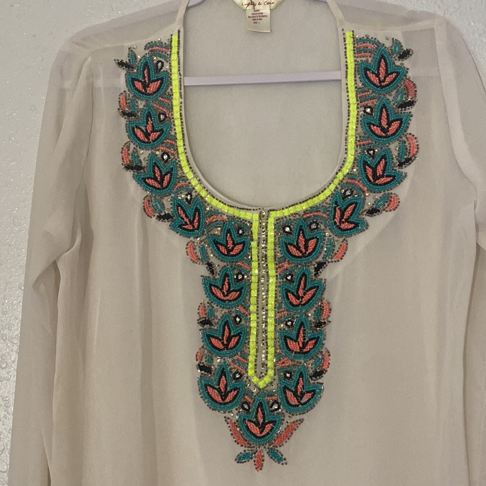 Beaded Beach Swimsuit Cover Up Large